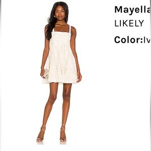 Likely size 2 Mayella dress Revolve summer spring floral fit flare ivory gold